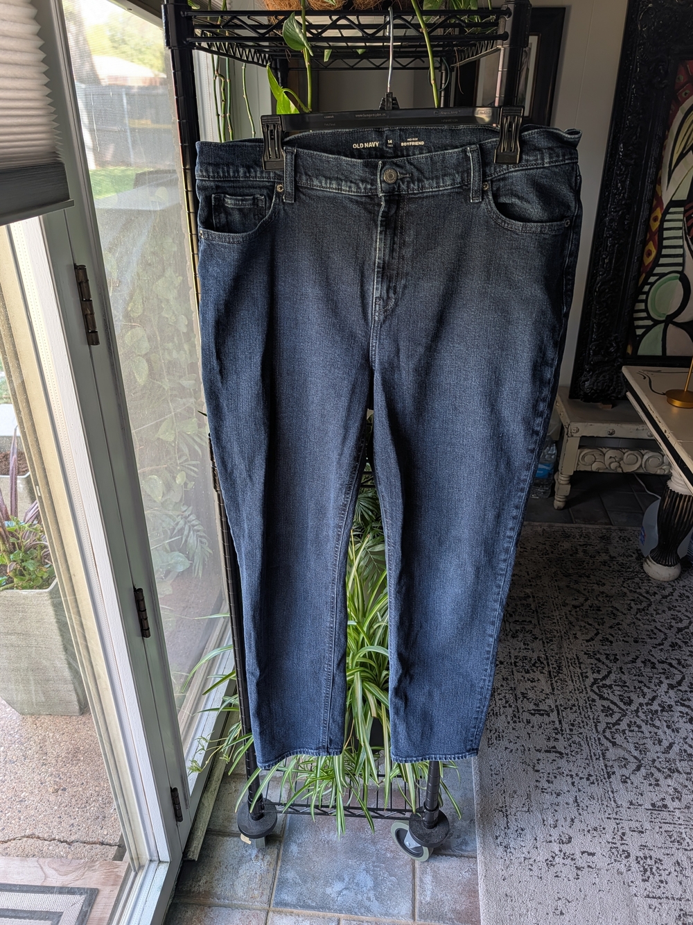 Old Navy Women's Dark Blue Mid-Rise Boyfriend Jeans SZ 14